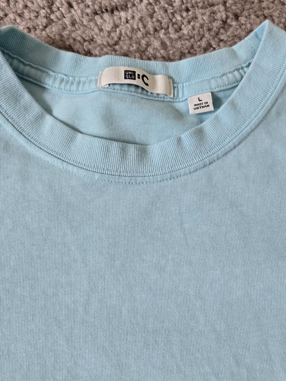 Uniqlo AIRism Cotton Cropped Boxy Oversized T-Shirt Womens Size Large Blue - Picture 8 of 12